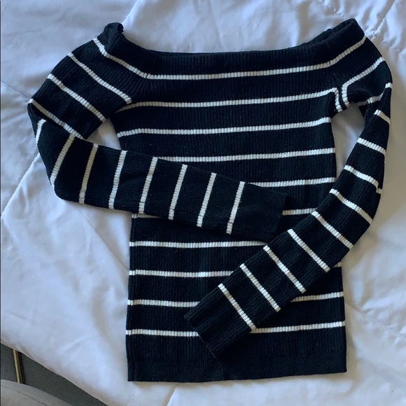 AE off shoulder striped sweater